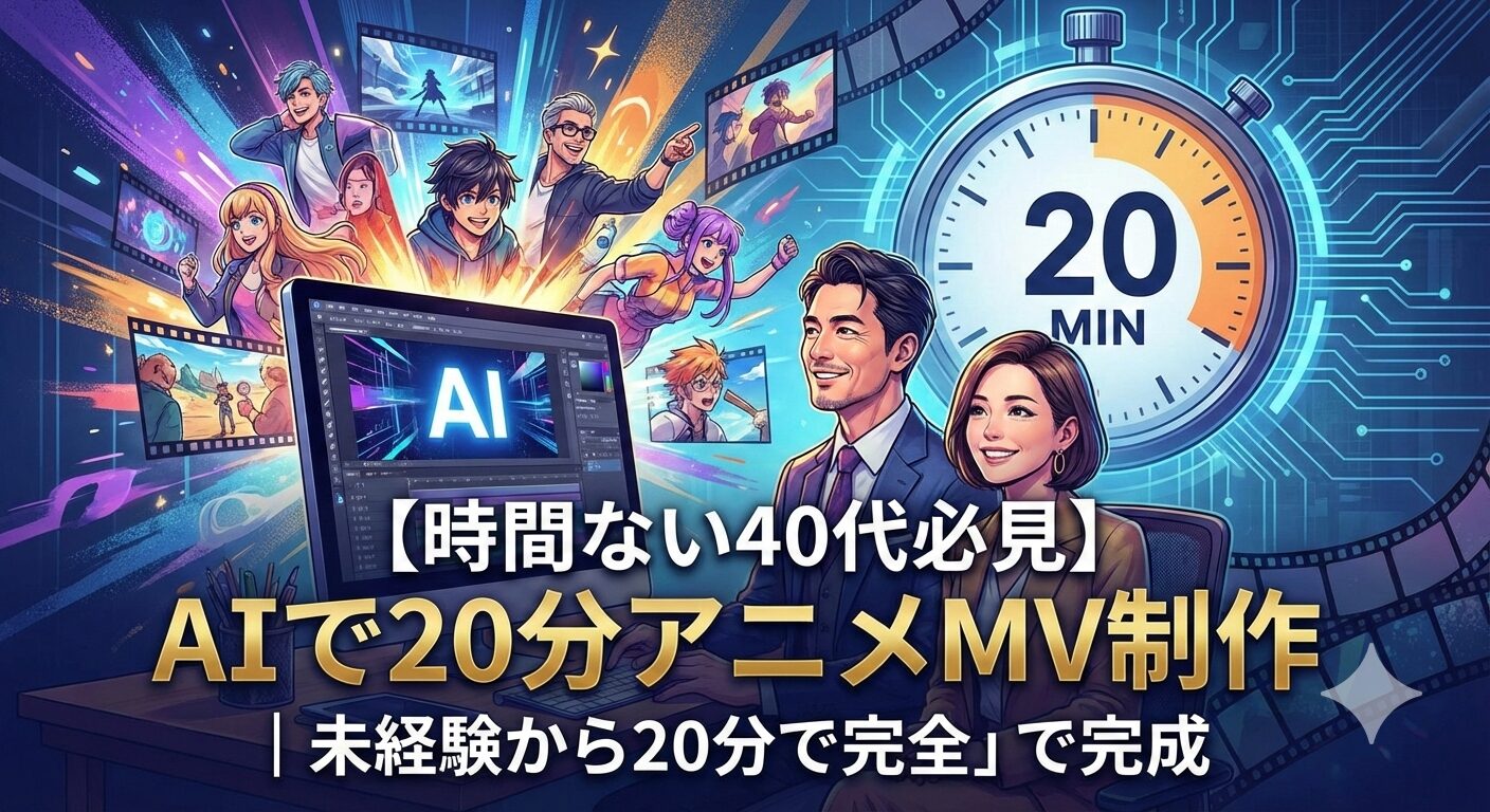 【時間ない40代必見】AIで20分アニメMV制作｜未経験から20分で完成